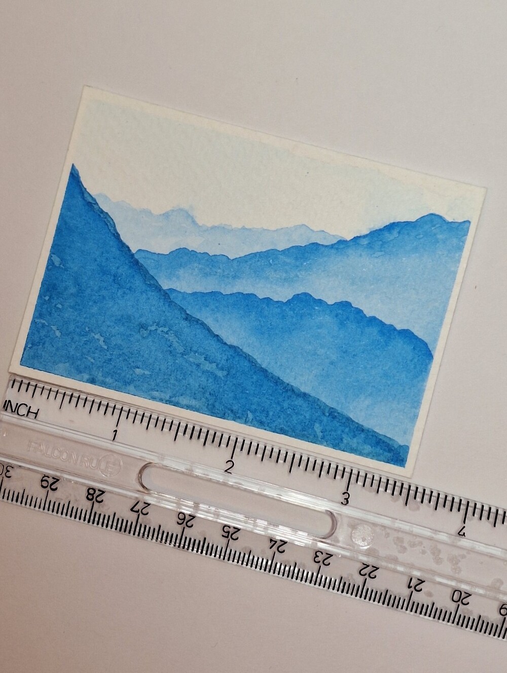 "Glacial Breeze" Hand-painted gouache painting (Tiny original artwork) - Picture 7 of 8